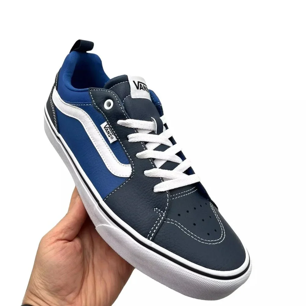 Vans Filmore Men's Casual Leather Sneaker Size 10 Navy -Royal Blue Lace up Shoes